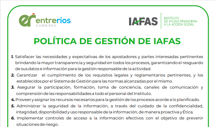 IAFAS actualizó su Política de Gestión